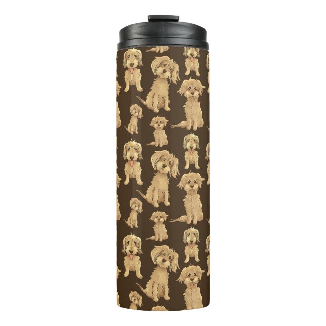 Dog Pattern Brown labradoodle goldendoodle Thermosbecher (Vorderseite)