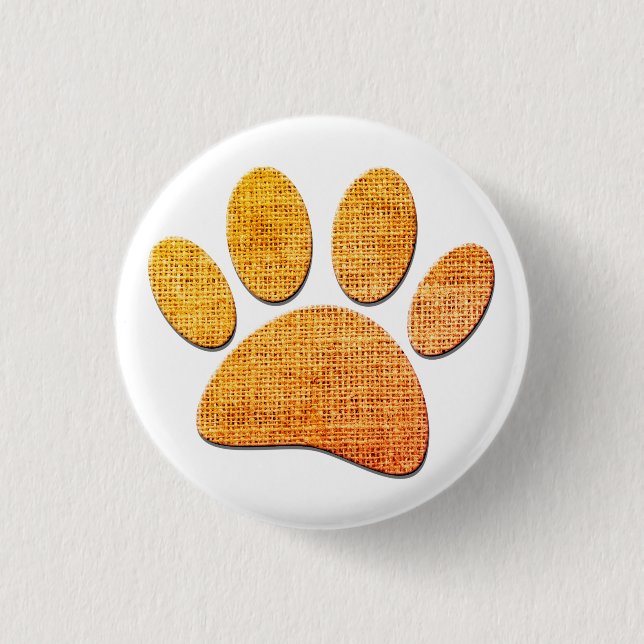 Dog Paw Burlap Age Print Button (Vorderseite)