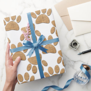 Dog Paw Burlap Print Geschenkpapier