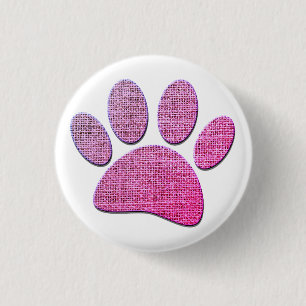 Dog Paw Burlap Print in Rosa Button