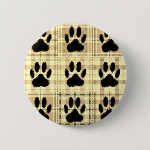 Dog Paw Cartoon Muster Quilt in Sepia Button