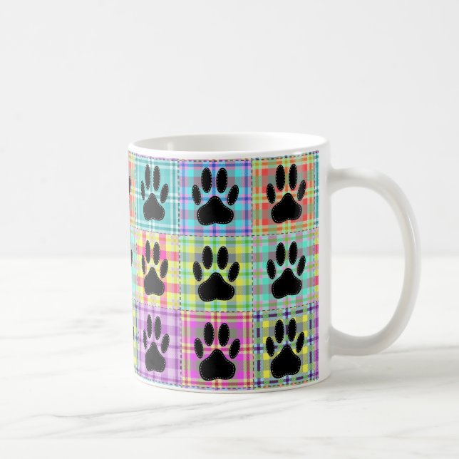 Dog Paw Cartoon Muster Quilt Kaffee Tasse (Rechts)