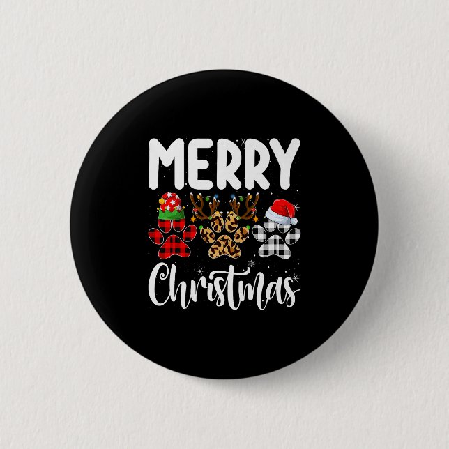 Dog Paw Christmas Elf Reindeer Santa Puppy Dog Lov Button (Vorderseite)