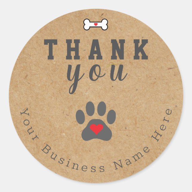 Dog Paw Custom Danke, Kraft Runder Aufkleber (Vorderseite)
