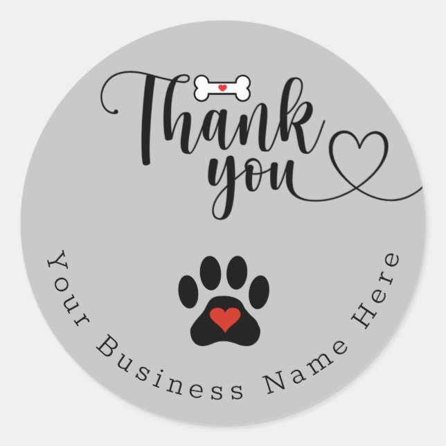 Dog Paw Custom Danke Stickers (Vorderseite)