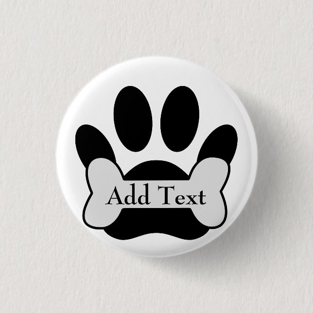 Dog Paw Druck und Knochen Button (Vorderseite)