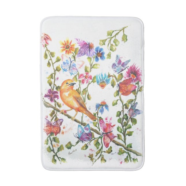 DOG PAW DRUCKEN GELBE BIRD BADEMATTE (Vorderseite Vertikal)