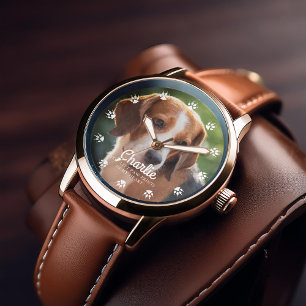 Dog Paw druckt benutzerdefiniertes Foto Armbanduhr