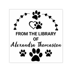 Dog Paw druckt den Bibliotheksnamen Hearts Permastempel