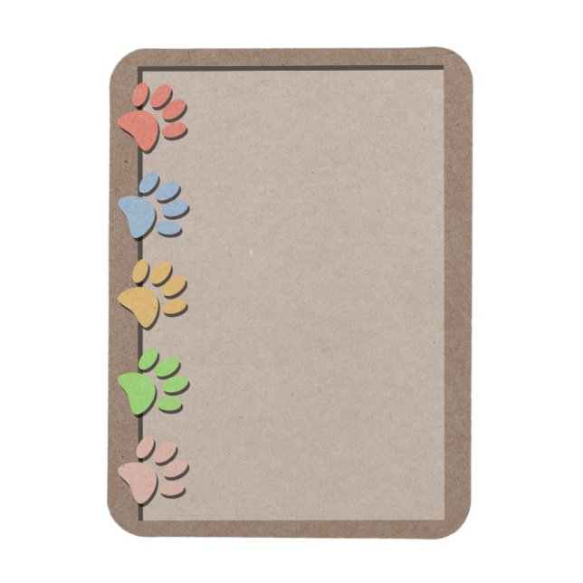 Dog Paw druckt Imitate Kraft Papier Textur Magnet (Vertikal)