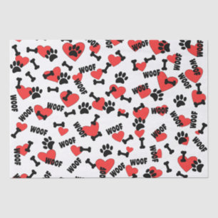 Dog Paw druckt Knochen Herz- und Holzmuster Seidenpapier