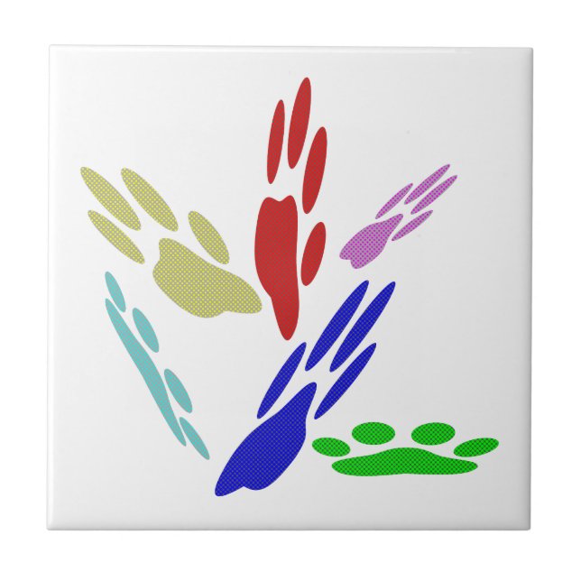 Dog Paw druckt mit Polka Dots Fliese (Vorderseite)