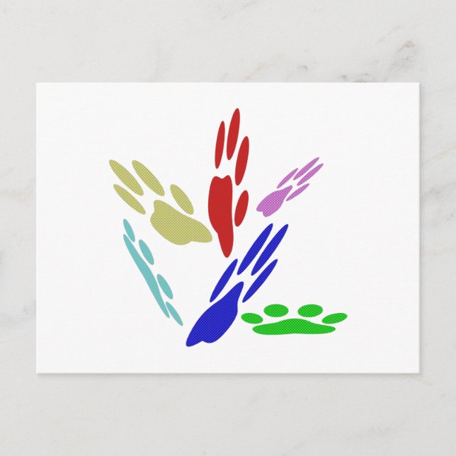 Dog Paw druckt mit Polka Dots Postkarte (Vorderseite)