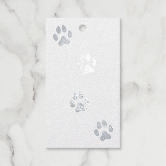 Dog Paw druckt Pet Friendly Custom Silver Geschenkanhänger (Vorderseite)