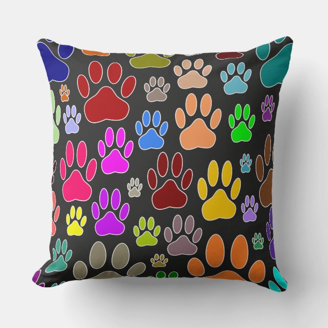 Dog Paw druckt überall Kissen (Vorderseite)