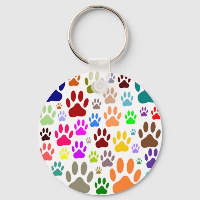 Dog Paw druckt überall Schlüsselanhänger (Vorderseite)