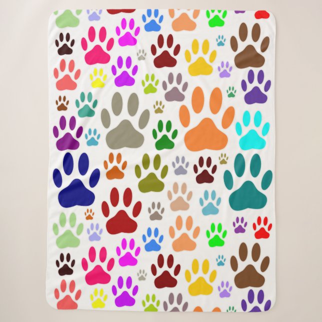 Dog Paw druckt überall Sherpadecke (Vorderseite)