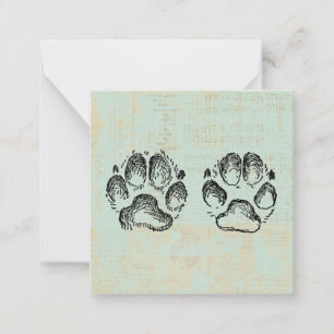 Dog Paw druckt Vintag Art Mint Green Color Mitteilungskarte