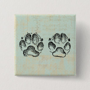 Dog Paw druckt Vintag Art Mint Grüne Farbe Button