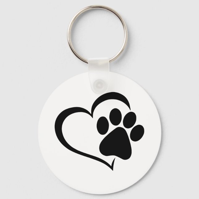 Dog Paw & Heart Keychain Schlüsselanhänger (Vorderseite)