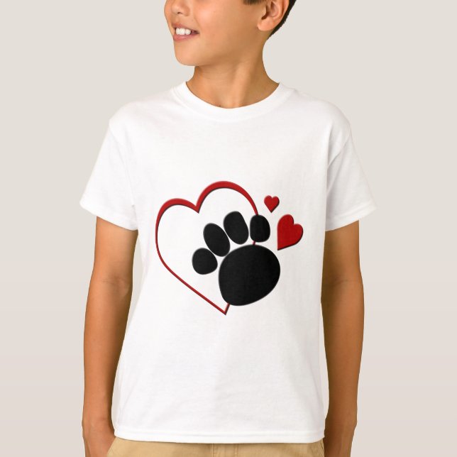 Dog Paw Hört ich Liebe mein Hund Kinder T - Shirt (Vorderseite)