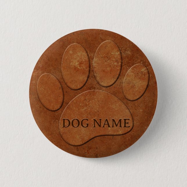 Dog Paw Imitats Terracotta Print Button (Vorderseite)
