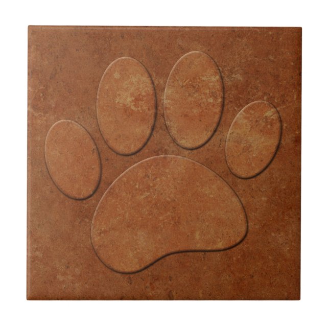 Dog Paw Imitats Terracotta Print Fliese (Vorderseite)