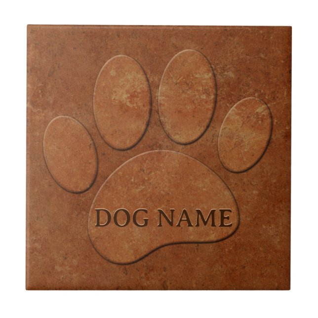 Dog Paw Imitats Terracotta Print Fliese (Vorderseite)