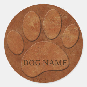 Dog Paw Imitats Terracotta Print Runder Aufkleber