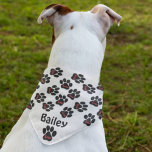 Dog Paw Love With Name Bandana Halstuch<br><div class="desc">This stylish dog bandana is perfect for your pooch. The bandana has dog paws in black on it with the word love in red, on the inside of the paw. This would be a great gift for your fur baby to give to an animal lover for their pet. This bandana...</div>