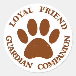 Dog Paw Loyal Friend Runder Aufkleber