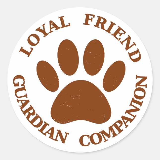 Dog Paw Loyal Friend Runder Aufkleber (Vorderseite)