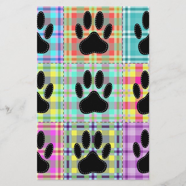 Dog Paw Muster Quilt Briefpapier (Vorderseite)