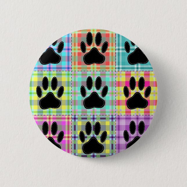 Dog Paw Muster Quilt Button (Vorderseite)