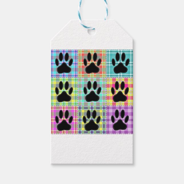 Dog Paw Muster Quilt Geschenkanhänger (Vorderseite)