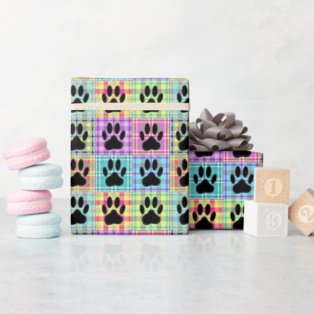 Dog Paw Muster Quilt Geschenkpapier (Babyparty)