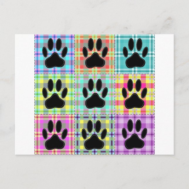 Dog Paw Muster Quilt Postkarte (Vorderseite)