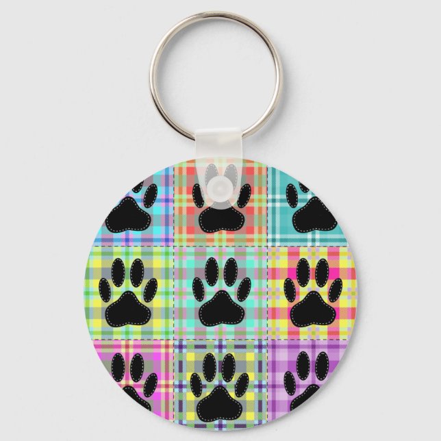 Dog Paw Muster Quilt Schlüsselanhänger (Vorderseite)