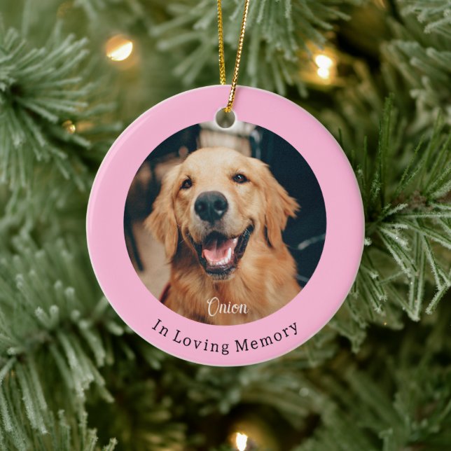 Dog Paw Pink Weihnachts-Pet-Gedenkmal Keramik Ornament (Baum)