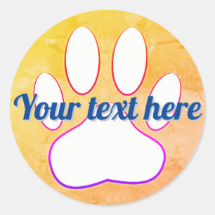 Dog Paw Print Add Custom Text Runder Aufkleber