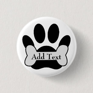 Dog Paw Print and Bone Button