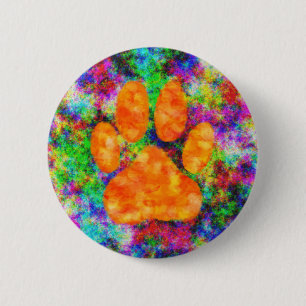 Dog Paw Print Aquarell Button