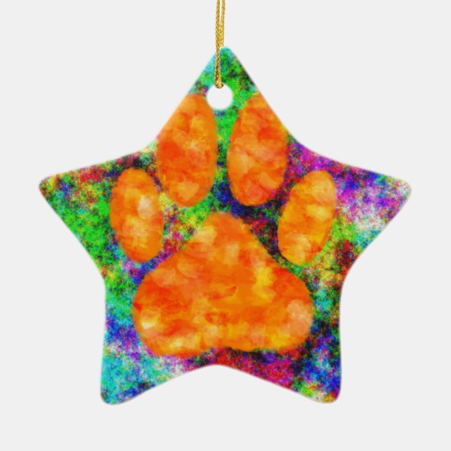 Dog Paw Print Aquarell Keramik Ornament (Vorne)