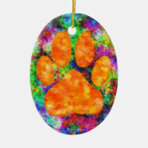 Dog Paw Print Aquarell Keramik Ornament