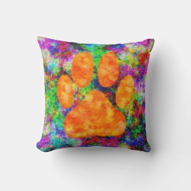 Dog Paw Print Aquarell Kissen (Vorderseite)