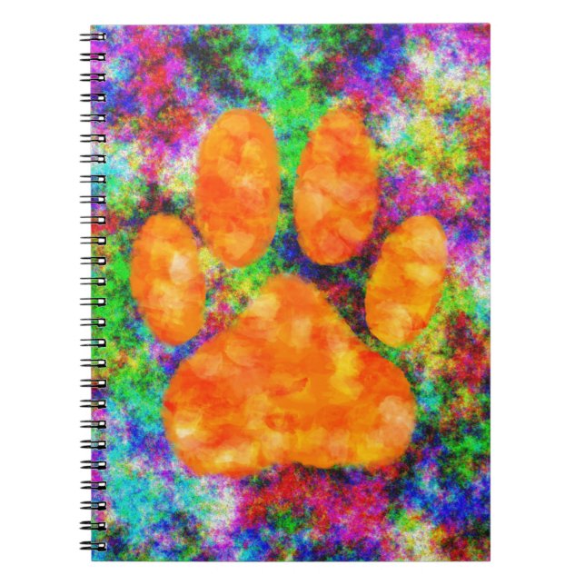 Dog Paw Print Aquarell Notizblock (Vorderseite)