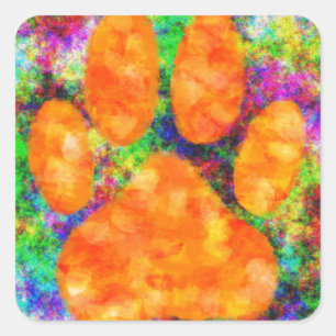Dog Paw Print Aquarell Quadratischer Aufkleber