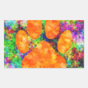 Dog Paw Print Aquarell Rechteckiger Aufkleber