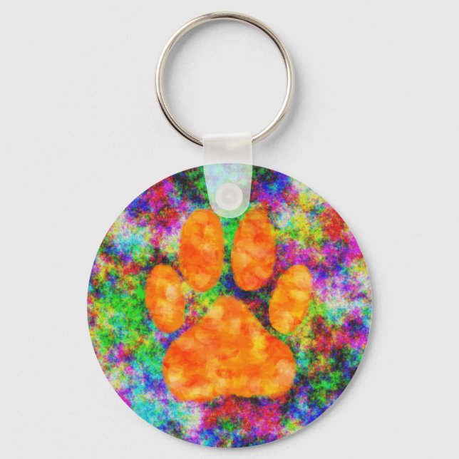 Dog Paw Print Aquarell Schlüsselanhänger (Vorderseite)