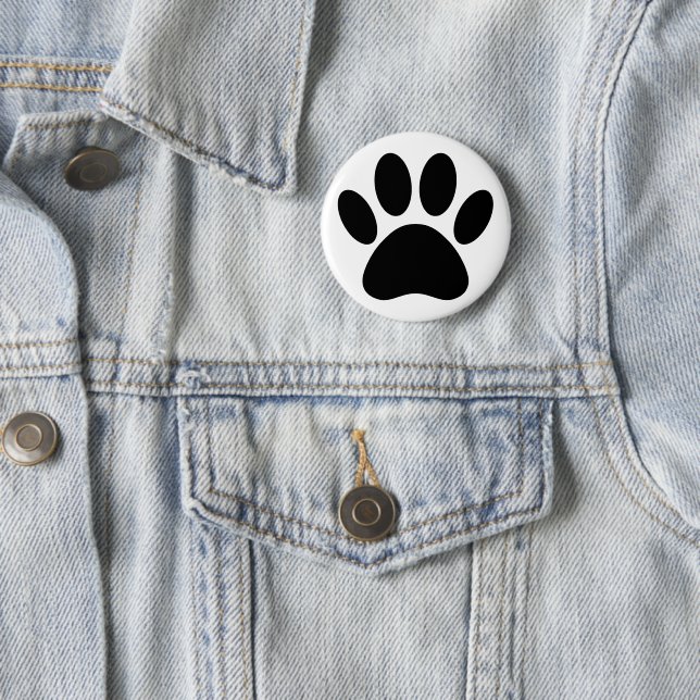 Dog Paw Print Art Schwarz-Weiß Button (Beispiel)